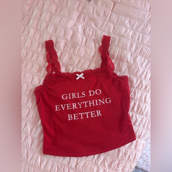 Girls do everything better lace tank top - Picture 1 of 4